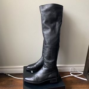 Stuart Weitzman Over The Knee Black Leather Boots size 8.5 soft smooth leather